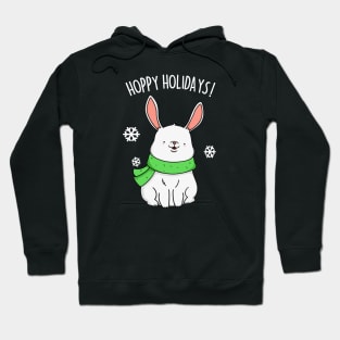 Hoppy Holidays Cute Christmas Rabbit Pun Hoodie